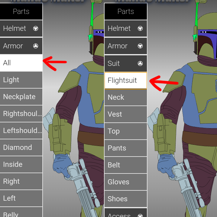 You can group color armor pieces and suit pieces by selection "All&quo...
